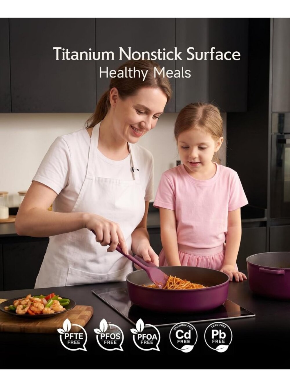Non-Stick Titanium Cookware Set | Healthy Pots & Pans for Easy Cooking - Picture 3 of 9